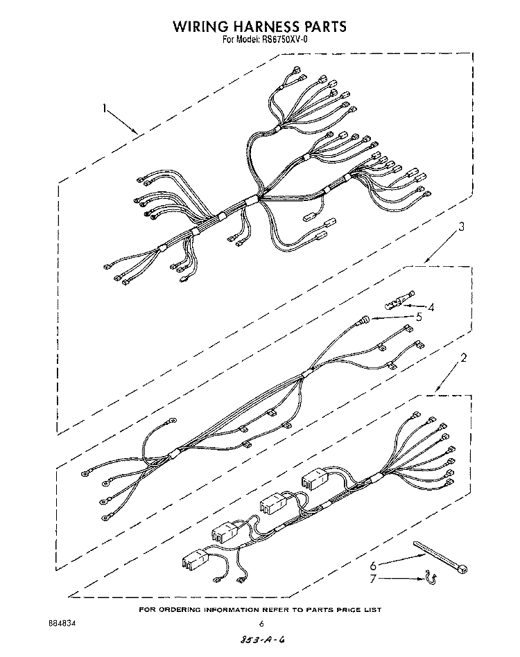 WIRING HARNESS , LIT/OPTIONAL Diagram and Parts List for RS6750XVN0  Whirlpool Range