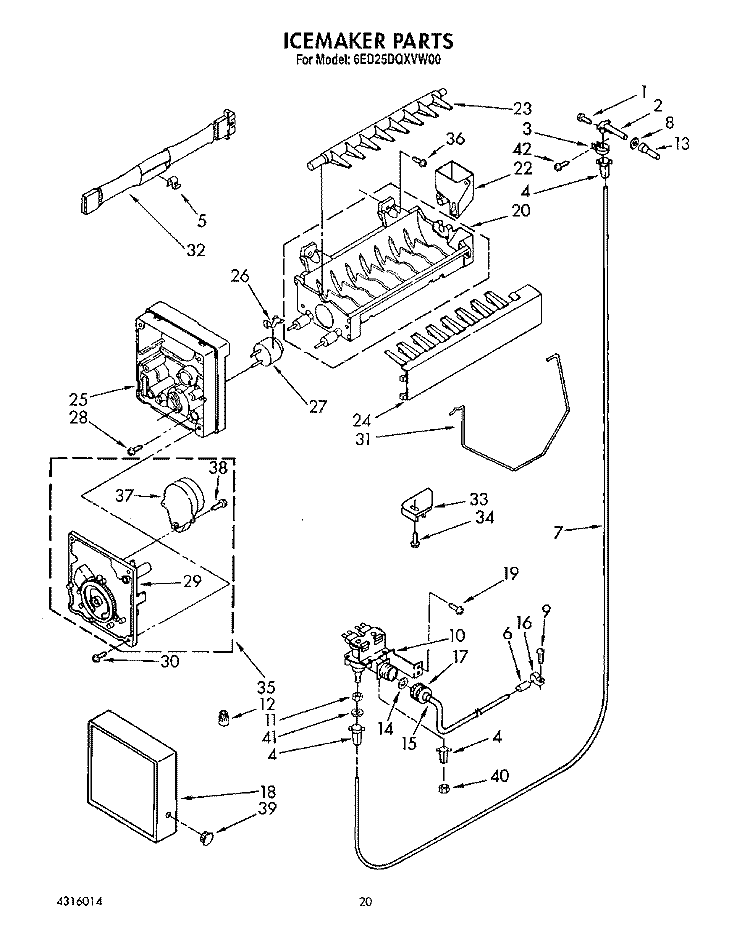 ICEMAKER , LIT/OPTIONAL Diagram and Parts List for 6ED25DQXVW00  Whirlpool Refrigerator