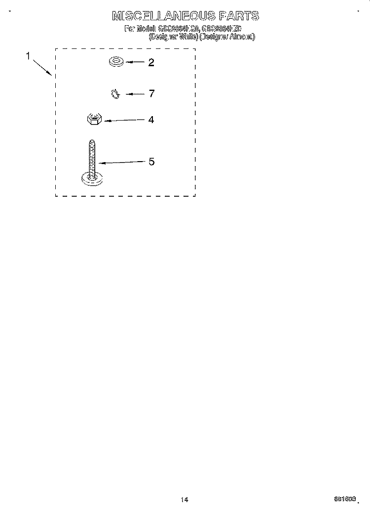 MISCELLANEOUS, OPTIONAL Diagram and Parts List for GSQ9364HZ0  Whirlpool Washer