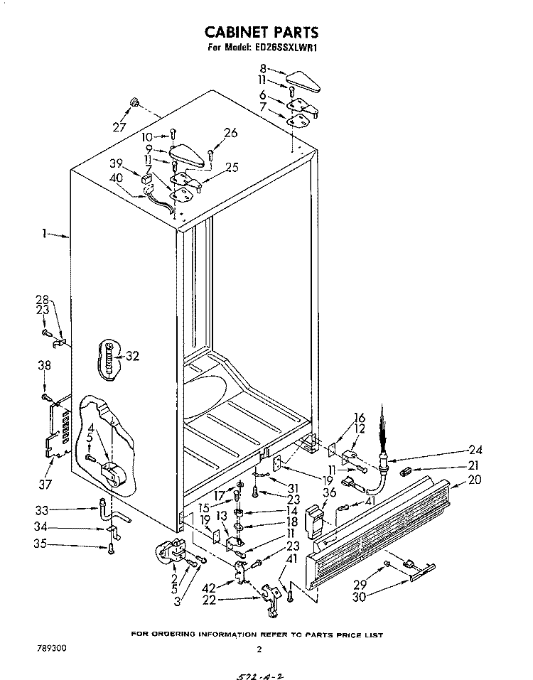 CABINET Diagram and Parts List for ED26SSXLWR1  Whirlpool Refrigerator