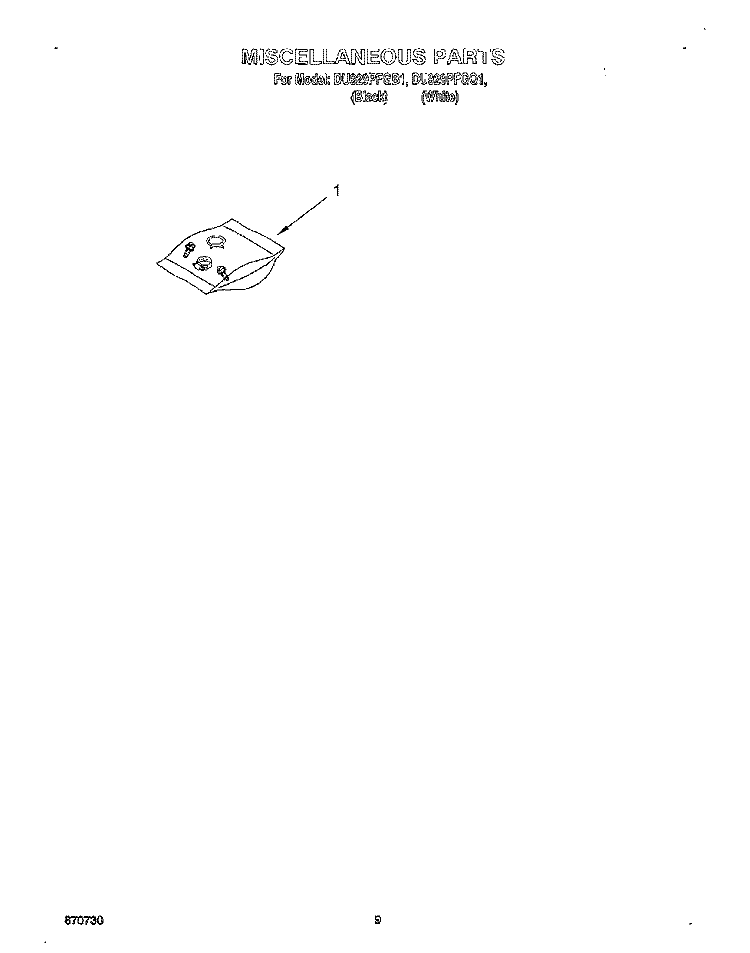 MISCELLANEOUS, LIT/OPTIONAL Diagram and Parts List for DU929PFGB2  Whirlpool Dishwasher