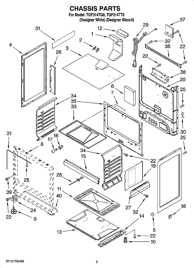CHASSIS PARTS Diagram and Parts List for TGP314TQ0  Estate Range