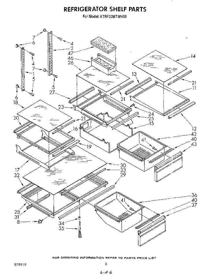 REFRIGERATOR SHELF Diagram and Parts List for KTRF22MTAL00  Whirlpool Refrigerator