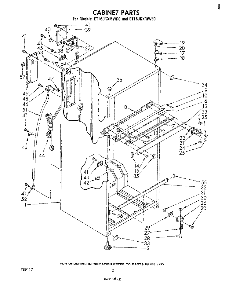 CABINET Diagram and Parts List for ET16JKXMWR0  Whirlpool Refrigerator
