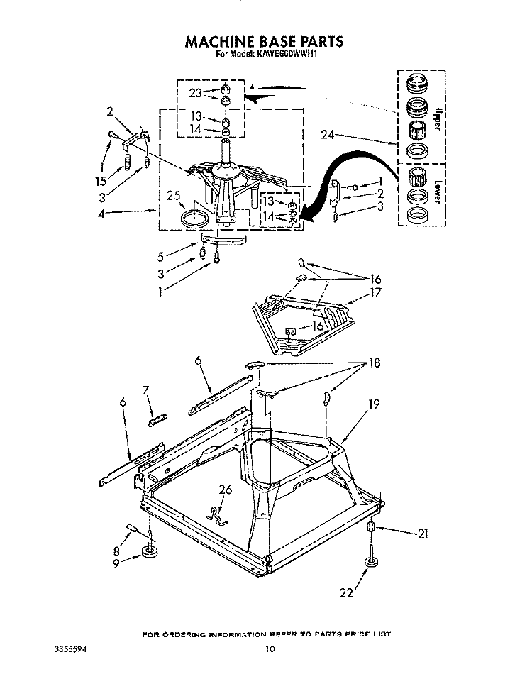 MACHINE BASE Diagram and Parts List for KAWE660WWH1  KitchenAid Washer