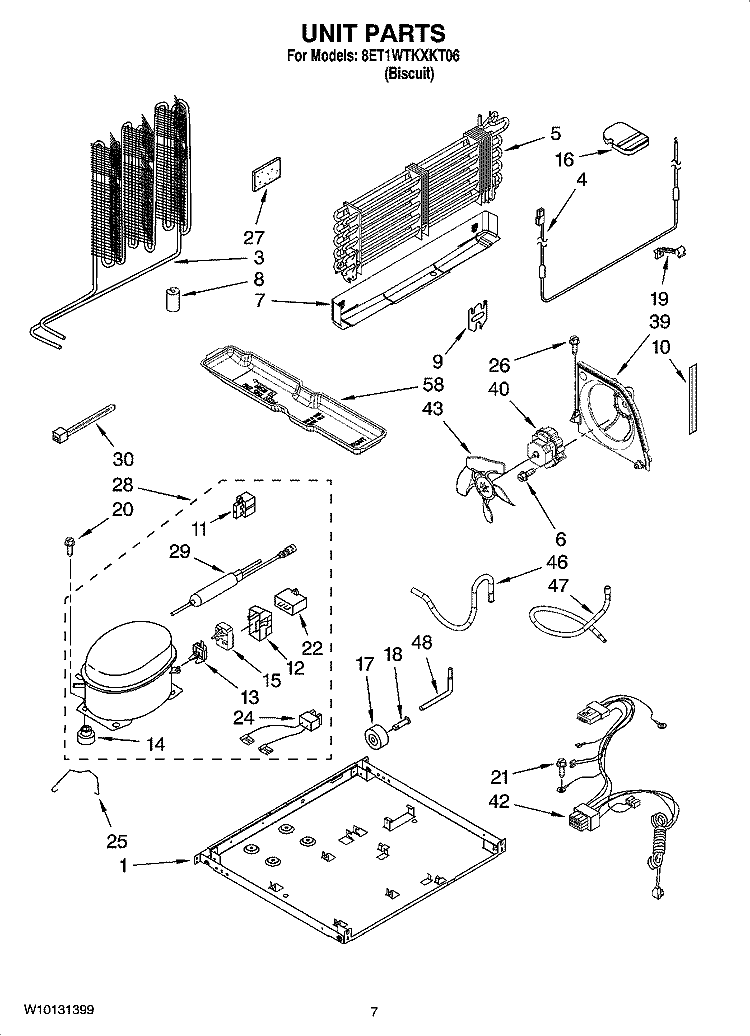 UNIT PARTS Diagram and Parts List for 8ET1WTKXKT06  Whirlpool Refrigerator