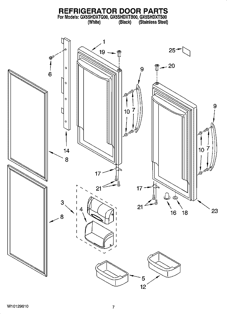 REFRIGERATOR DOOR PARTS Diagram and Parts List for GX5SHDXTB00  Whirlpool Refrigerator