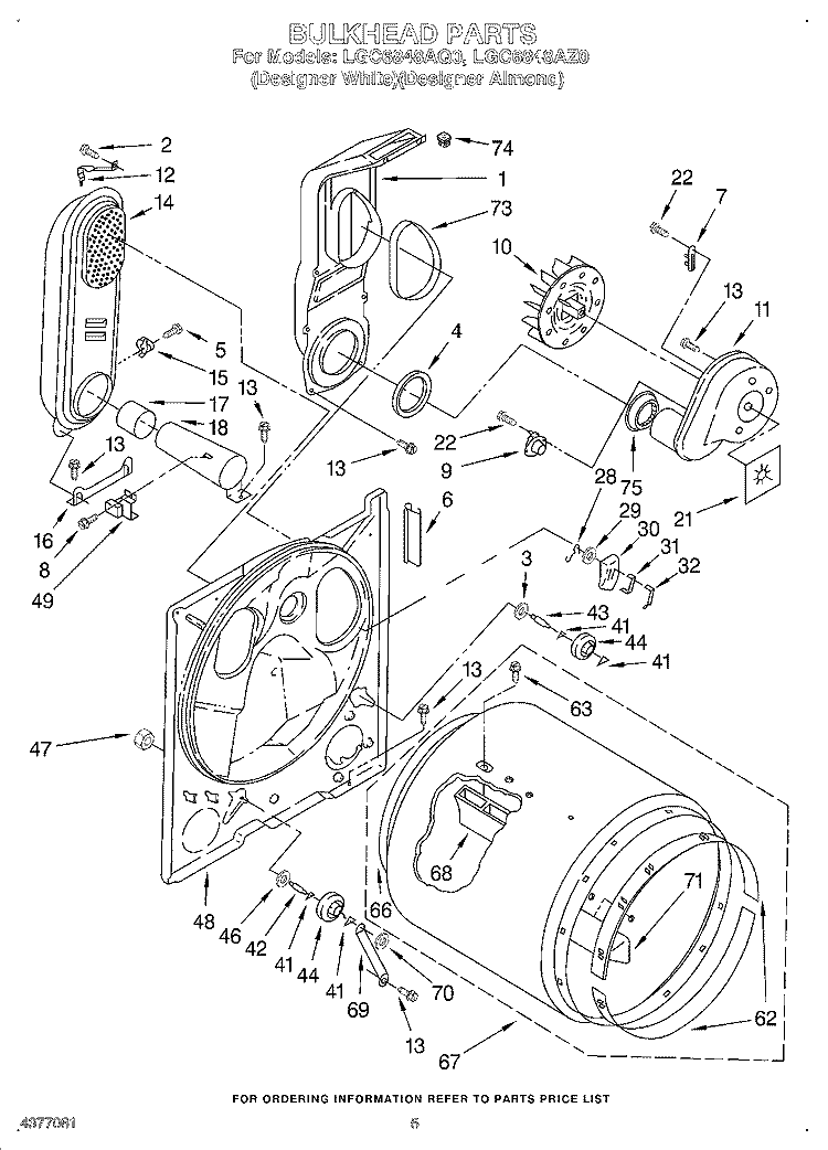 SECTION Diagram and Parts List for LGC6848AZ0  Whirlpool Dryer