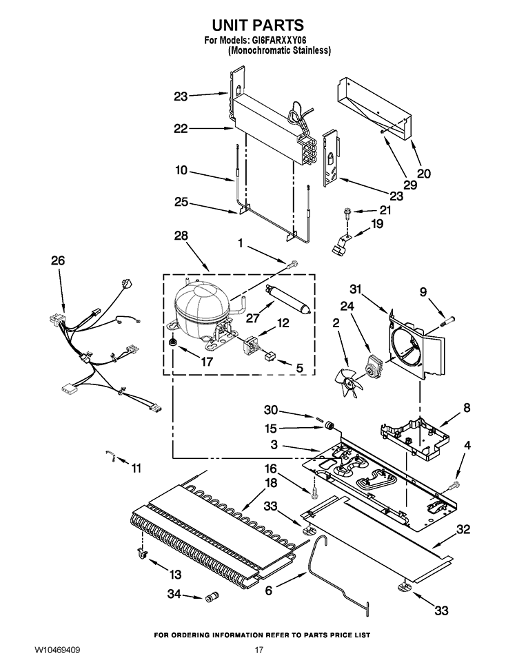 UNIT PARTS Diagram and Parts List for GI6FARXXY06  Whirlpool Refrigerator