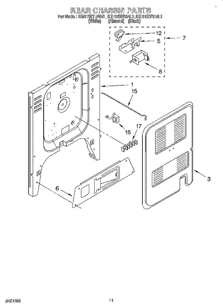 REAR CHASSIS, OPTIONAL Diagram and Parts List for KGRT507BAL1  KitchenAid Range