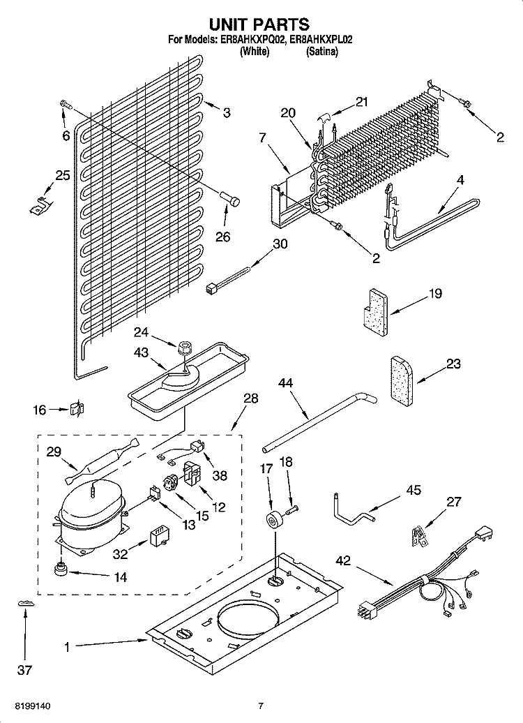 UNIT PARTS Diagram and Parts List for ER8AHKXPQ02  Whirlpool Refrigerator