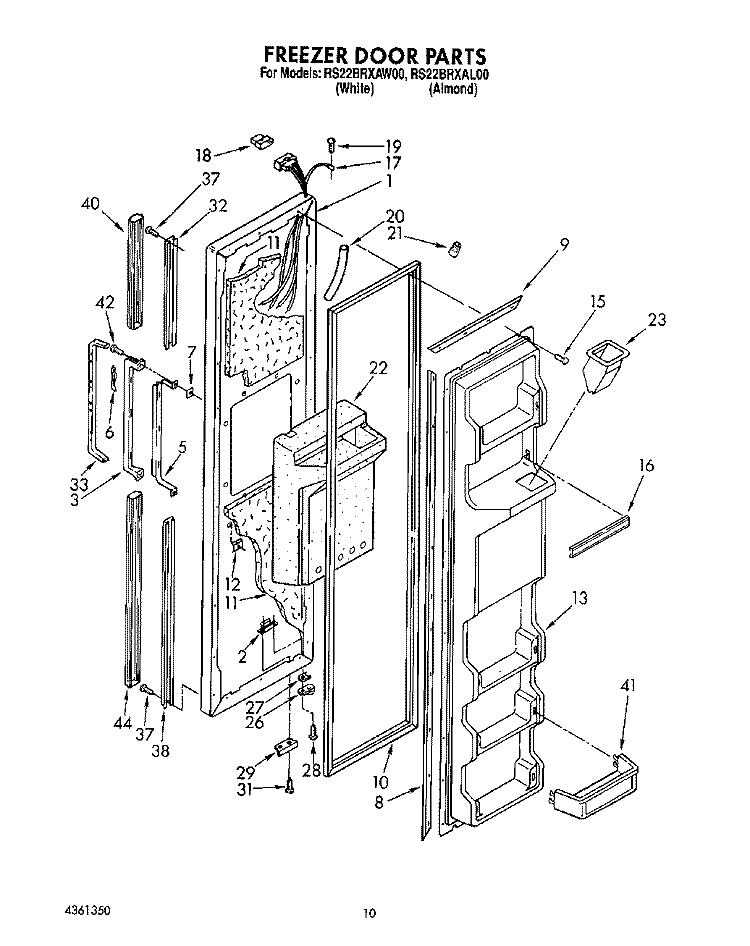 FREEZER DOOR Diagram and Parts List for RS22BRXAW00  Roper Refrigerator