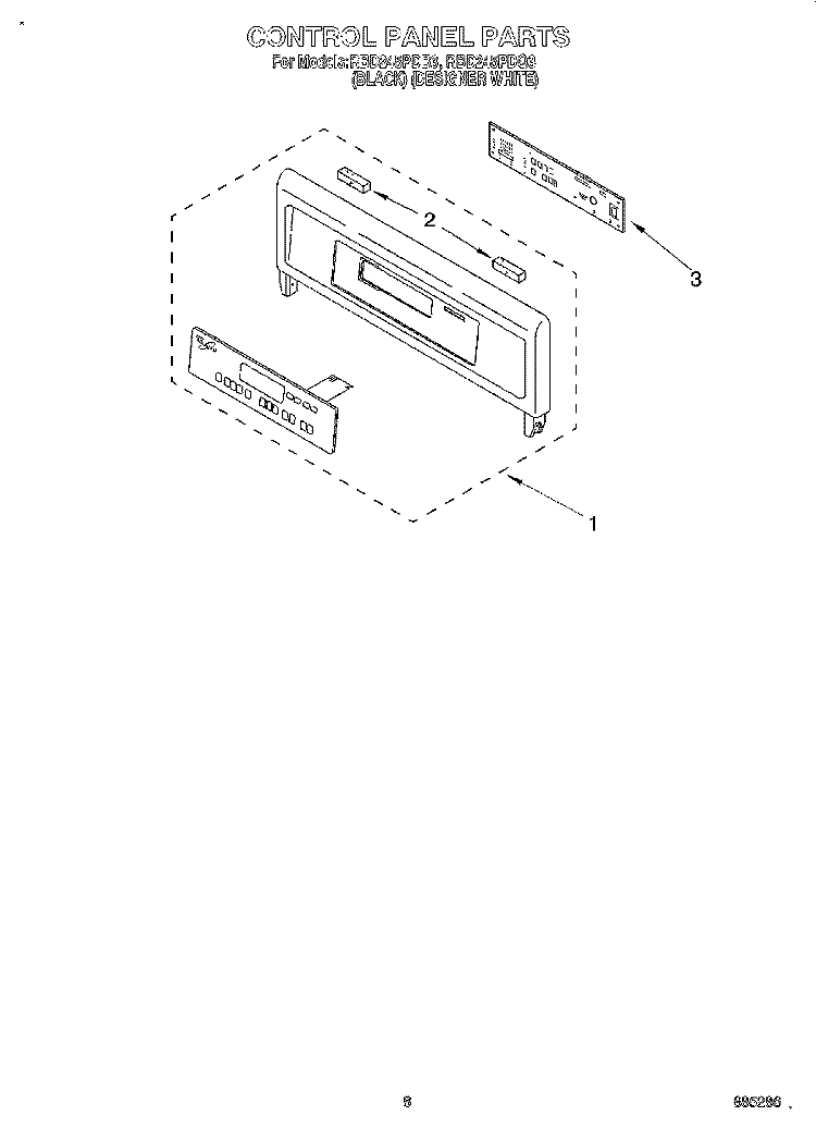 CONTROL PANEL, LITERATURE Diagram and Parts List for RBD245PDQ3  Whirlpool Wall Oven
