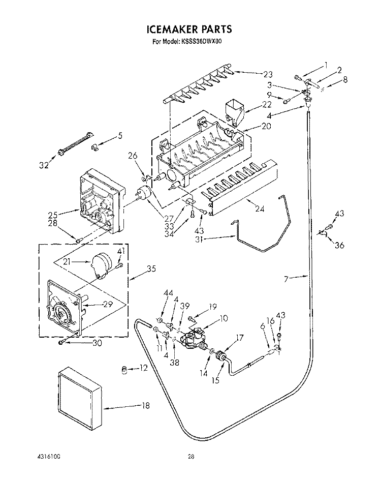 ICEMAKER, LIT/OPTIONAL Diagram and Parts List for KSSS36DWX00  KitchenAid Refrigerator