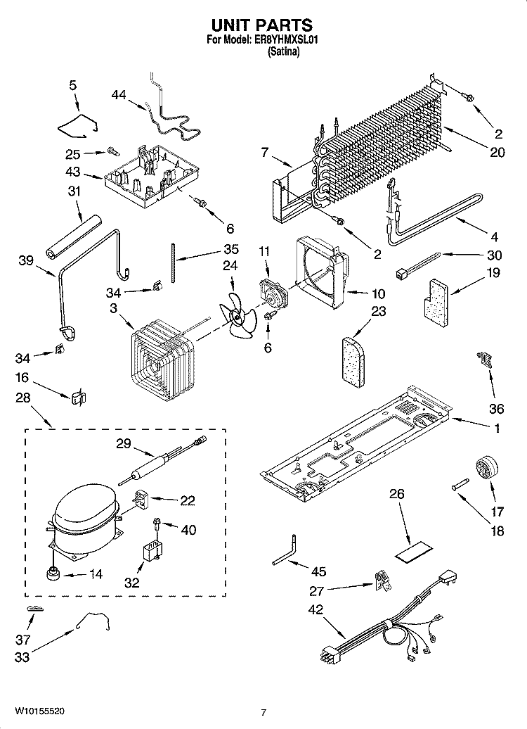 UNIT PARTS Diagram and Parts List for ER8YHMXSL01  Whirlpool Refrigerator