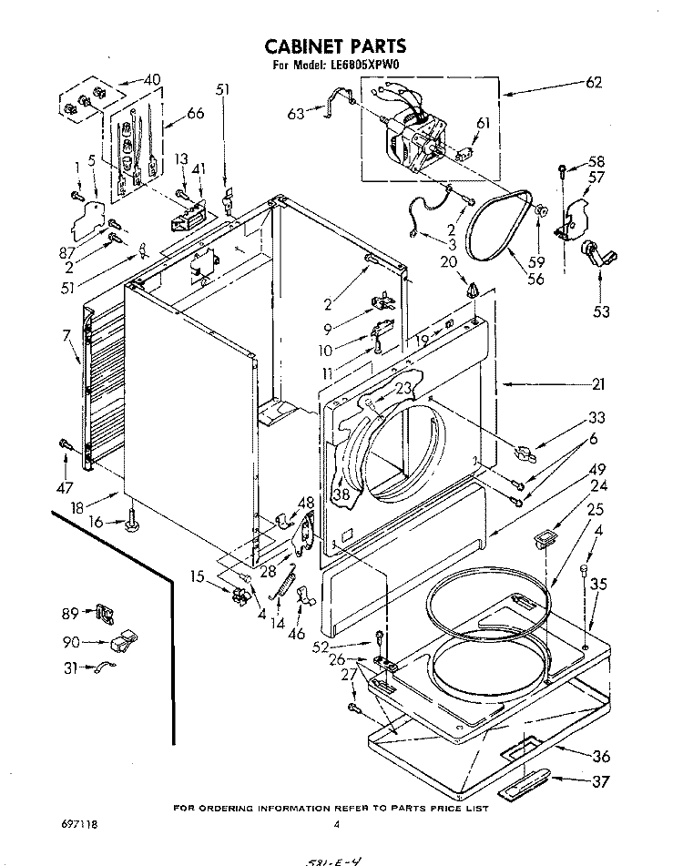 SECTION Diagram and Parts List for LE6805XPW0  Whirlpool Dryer