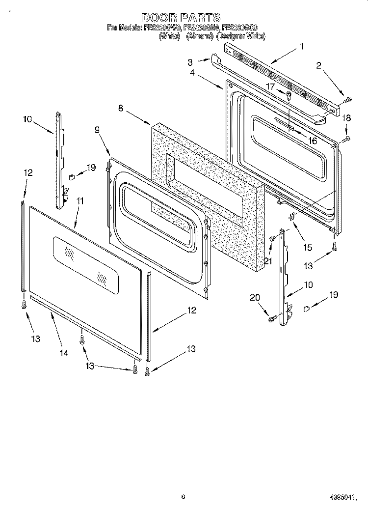 DOOR, LIT/OPTIONAL Diagram and Parts List for FES330GQ0  Roper Range