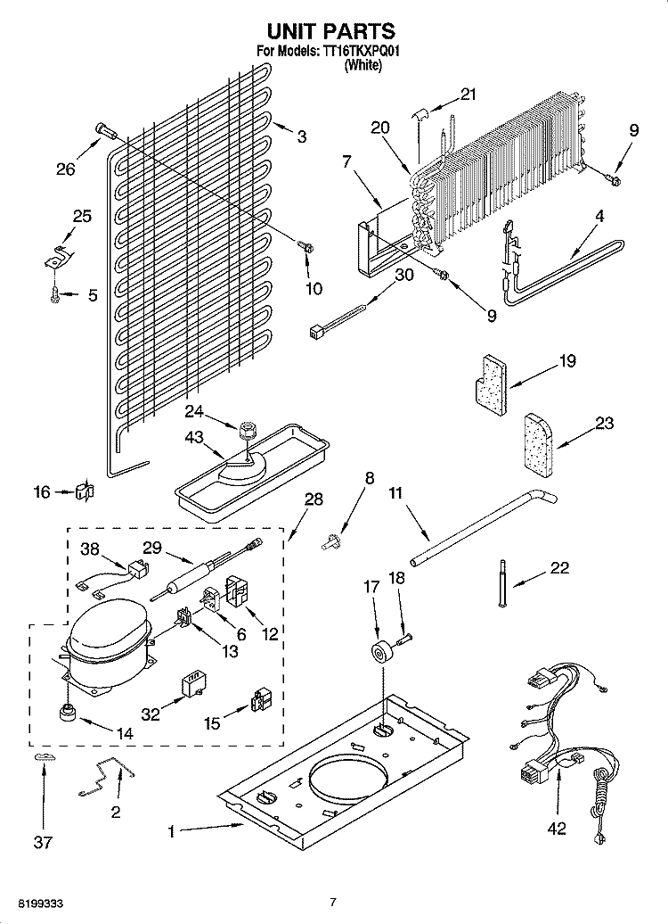 UNIT PARTS Diagram and Parts List for TT16TKXPQ01  Estate Refrigerator