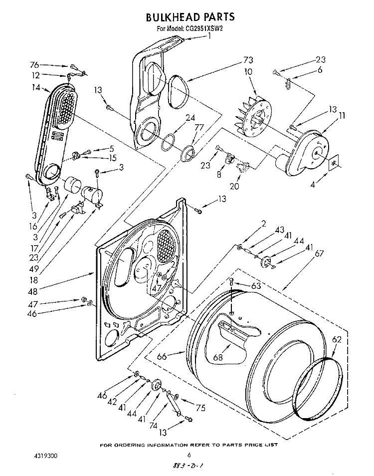 BULKHEAD , LIT/OPTIONAL Diagram and Parts List for CG2951XSW2  Whirlpool Dryer