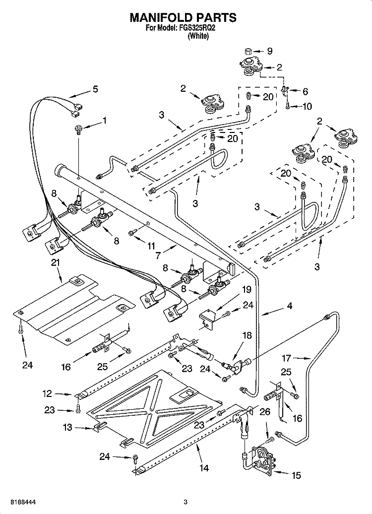 MANIFOLD PARTS Diagram and Parts List for FGS325RQ2  Roper Range