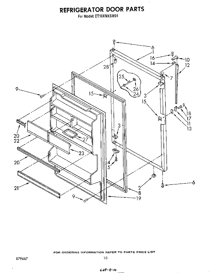 REFRIGERATOR DOOR Diagram and Parts List for ET18XMXSW01  Whirlpool Refrigerator