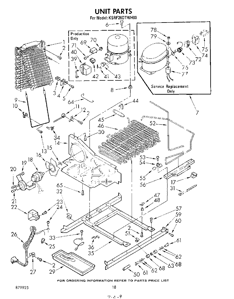 UNIT Diagram and Parts List for KSRF26DTAL00  KitchenAid Refrigerator