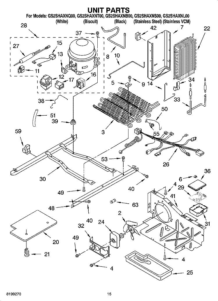 UNIT PARTS Diagram and Parts List for GS2SHAXNL01  Whirlpool Refrigerator