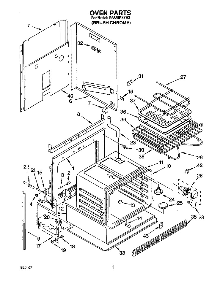OVEN Diagram and Parts List for RS630PXYH2  Whirlpool Range