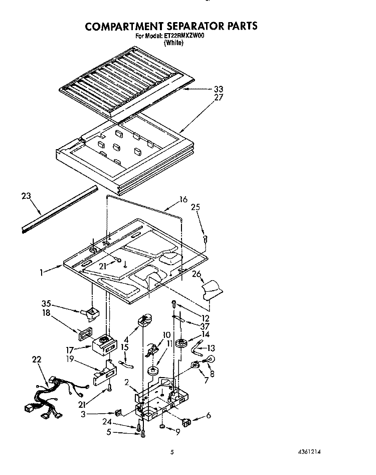 COMPARTMENT SEPARATOR Diagram and Parts List for ET22RMXZW00  Whirlpool Refrigerator