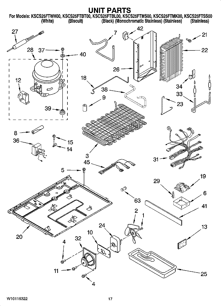 UNIT PARTS Diagram and Parts List for KSCS25FTSS00  KitchenAid Refrigerator