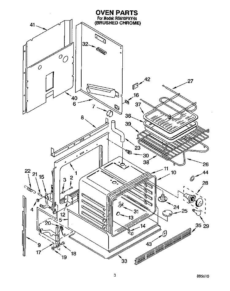 OVEN, LITERATURE Diagram and Parts List for RS610PXYH4  Whirlpool Range