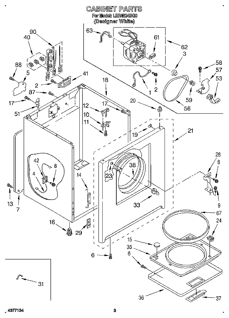 SECTION Diagram and Parts List for LER4624BQ0  Whirlpool Dryer