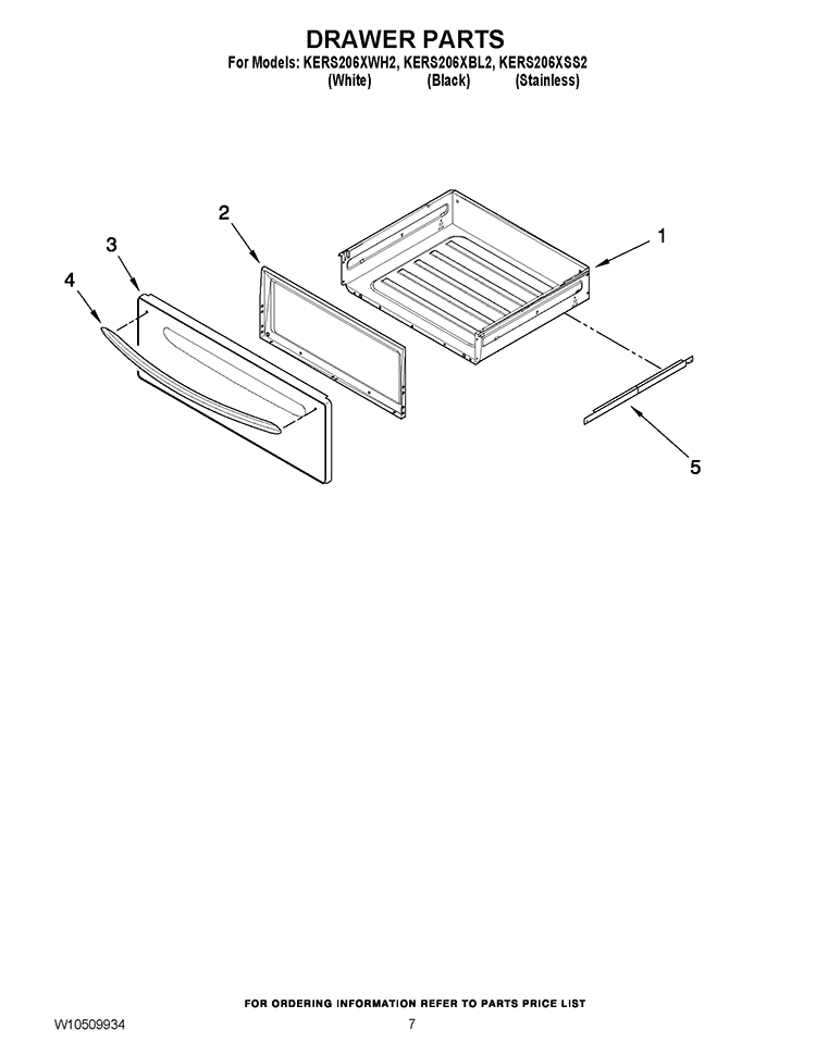 DRAWER PARTS Diagram and Parts List for KERS206XSS2  KitchenAid Range
