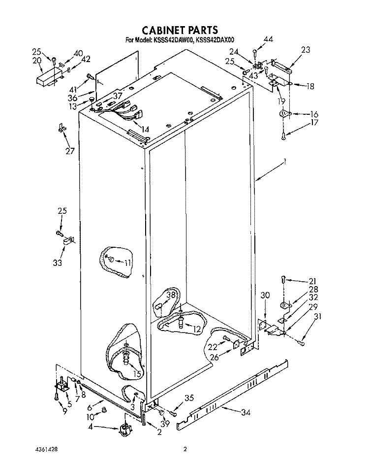 CABINET Diagram and Parts List for KSSS42DAW00  KitchenAid Refrigerator