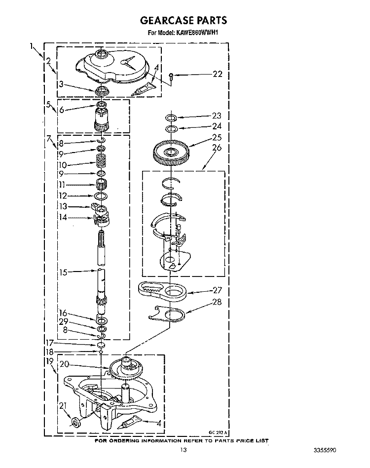 GEARCASE Diagram and Parts List for KAWE860WAL1  KitchenAid Washer