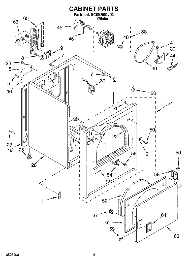CABINET Diagram and Parts List for GCEM2990LQ0  Whirlpool Dryer
