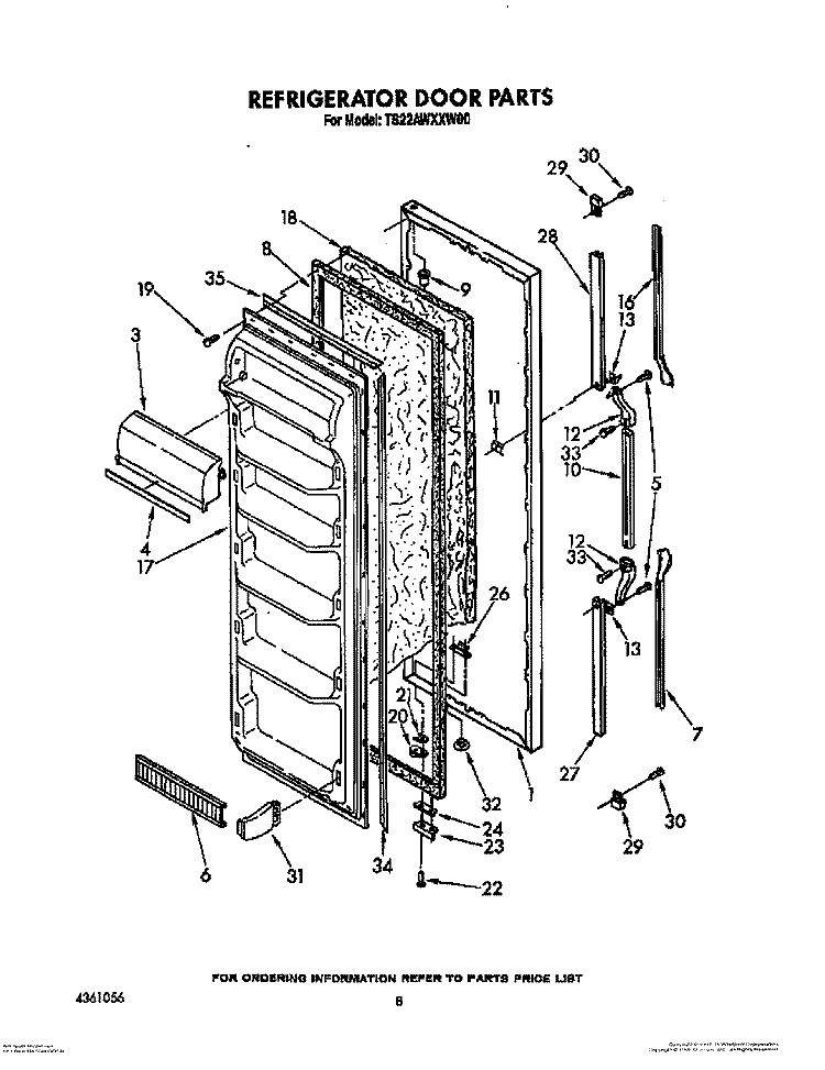 REFRIGERATOR DOOR Diagram and Parts List for TS22AWXXN00  Whirlpool Refrigerator