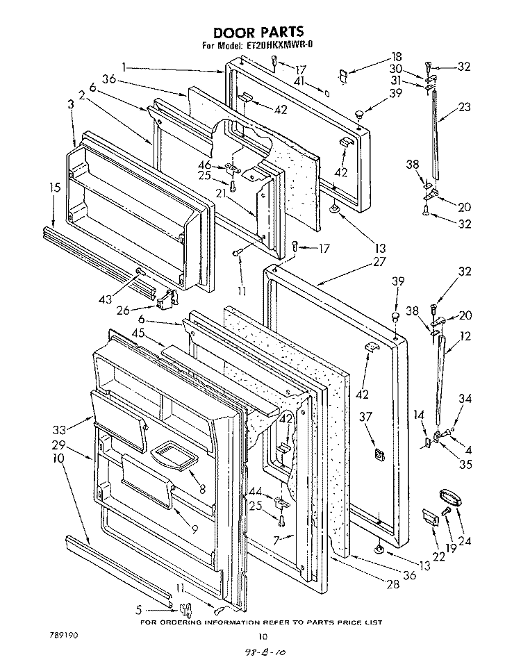 DOOR , LIT/OPTIONAL Diagram and Parts List for ET20HKXMWR0  Whirlpool Refrigerator