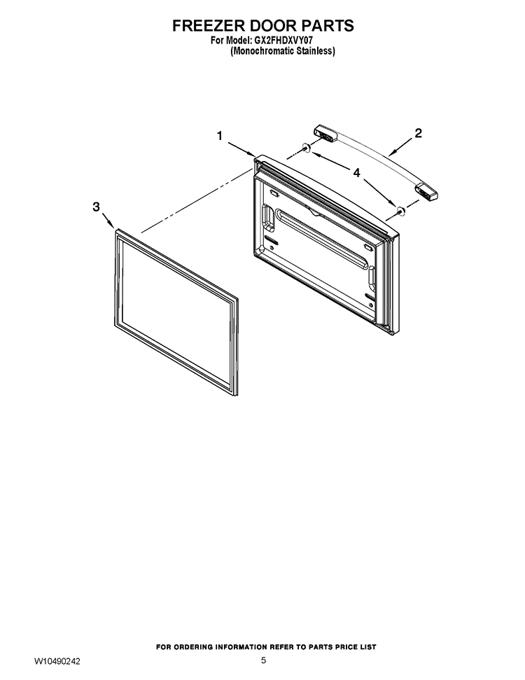 FREEZER DOOR PARTS Diagram and Parts List for GX2FHDXVY07  Whirlpool Refrigerator