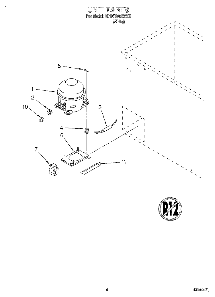 SECTION Diagram and Parts List for RH0588REW02  Roper Freezer