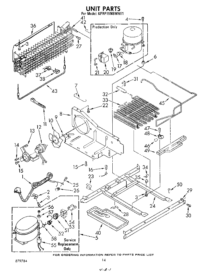 UNIT Diagram and Parts List for KFRF19MSWHY1  KitchenAid Refrigerator