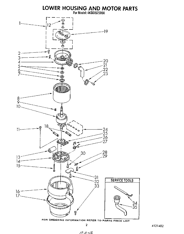 SECTION Diagram and Parts List for 4KBDS250S0  KitchenAid Food Waste Disposer