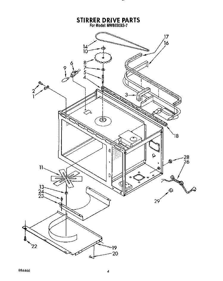 STIRRER DRIVE, OPTIONAL Diagram and Parts List for MW8650XS7  Whirlpool Microwave