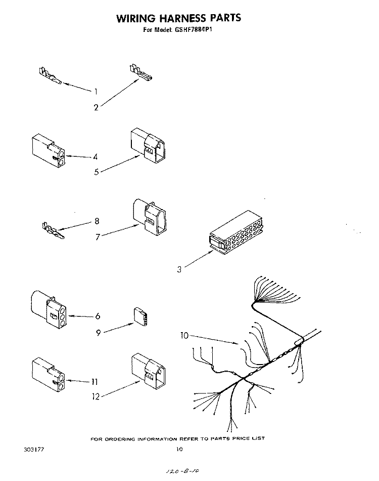 WIRING HARNESS Diagram and Parts List for GSHF7884P1  Whirlpool Dishwasher