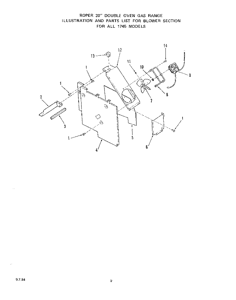 CONTROL PANEL Diagram and Parts List for 1745^0A  Whirlpool Range