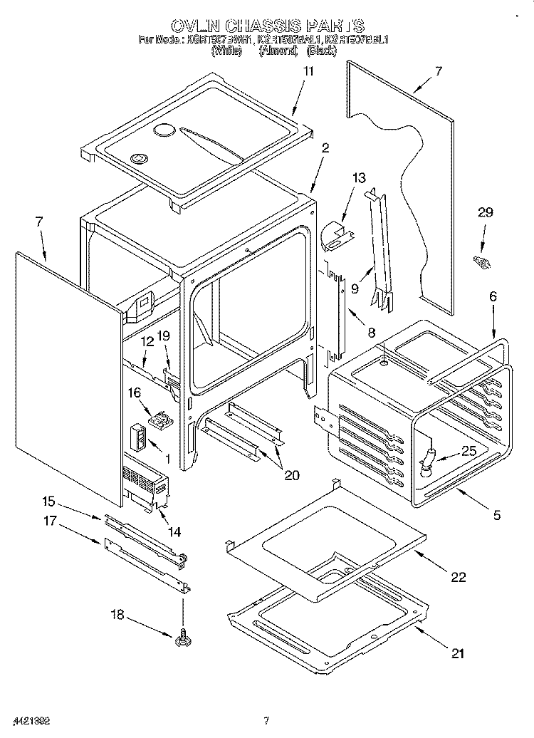 OVEN CHASSIS Diagram and Parts List for KGRT507BAL1  KitchenAid Range