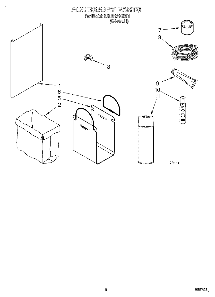 ACCESSORY Diagram and Parts List for KUCC151GBT1  KitchenAid Trash Compactor