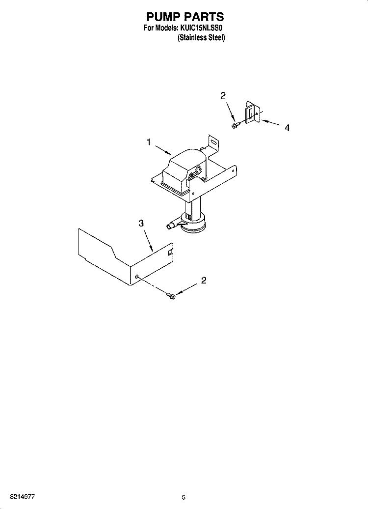 PUMP PARTS Diagram and Parts List for KUIC15NLSS0  KitchenAid Ice Maker