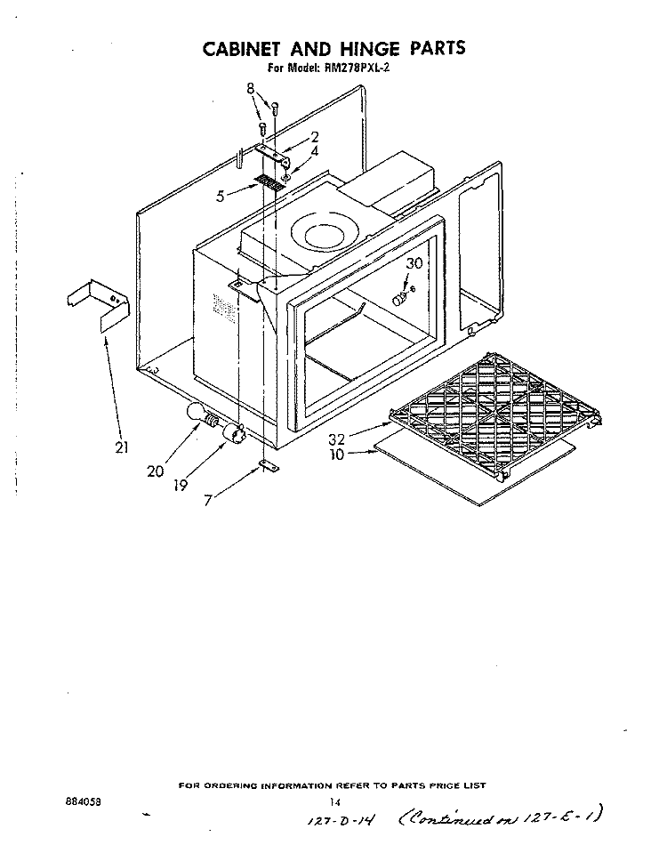 CABINET AND HINGE Diagram and Parts List for RM278PXL2  Whirlpool Microwave Oven Combo