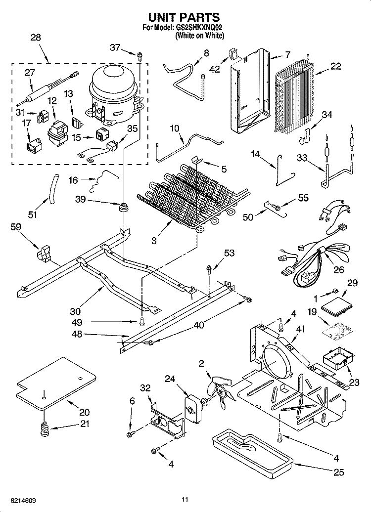 UNIT PARTS Diagram and Parts List for GS2SHKXNQ02  Whirlpool Refrigerator